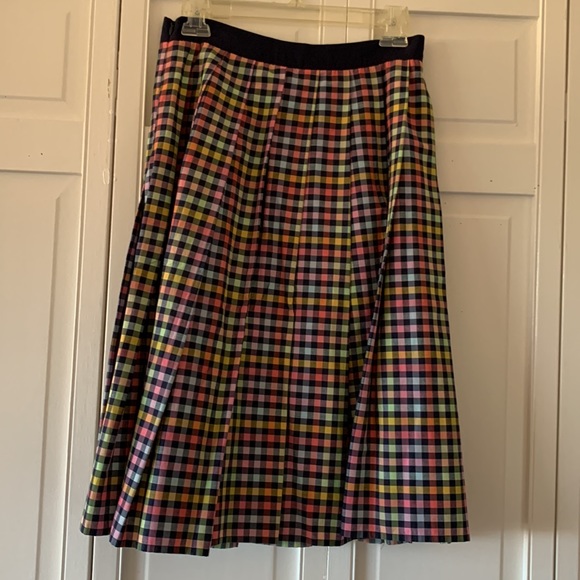 1901 NORDSTROMS MULTI COLORED CHECKERED PLEATED SKIRT - SIZE 8 - Picture 5 of 8